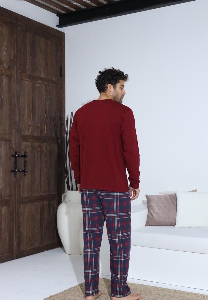 Pijama Barbati ,Maneca si Pantaloni Lungi,Culoare Bordo ,Engros